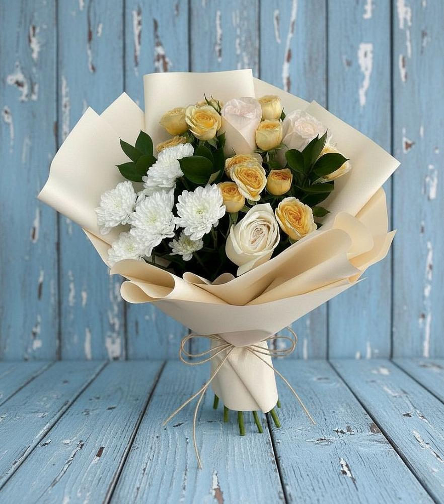 Букет цветов из: Розы и Хризантемы в Кондопоге