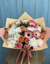 Букет цветов из:  Розы, Герберы и Хризантемы #REPLACE_PRED# Кондопоге