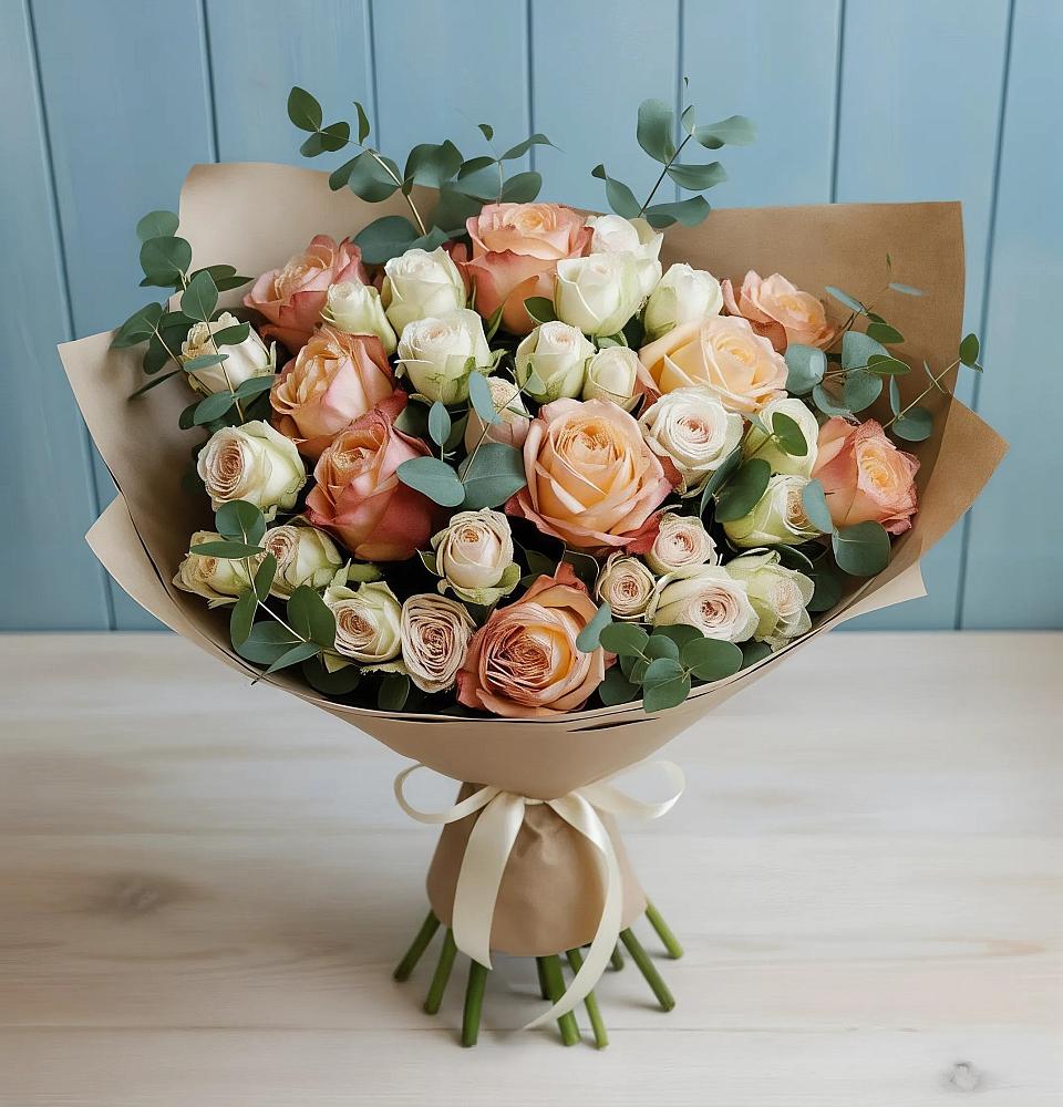 Букет цветов из: Альстромерии и Розы в Кондопоге