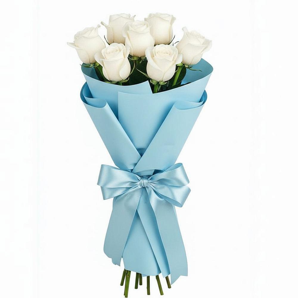 Букет 7 белых роз Проуд в Кондопоге