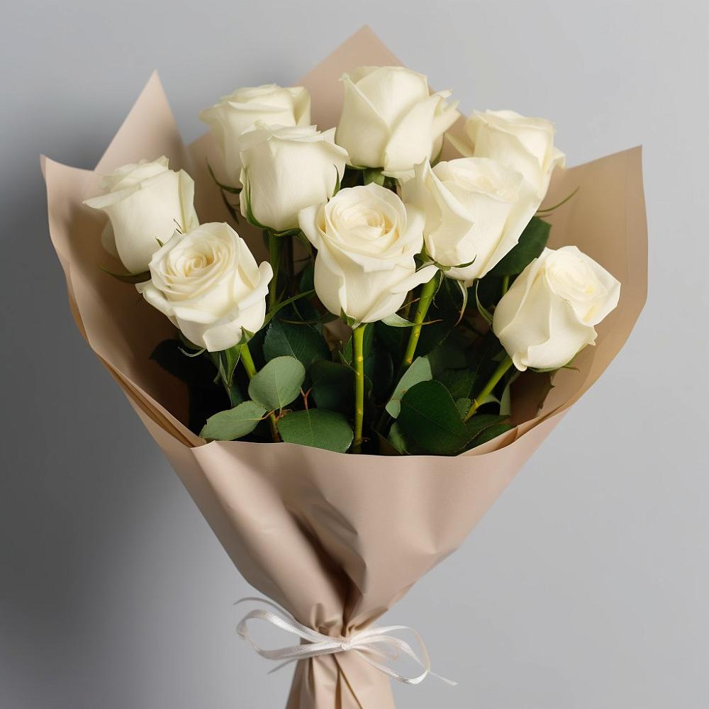 Букет 9 Белых роз Эдлесс Лав в Кондопоге