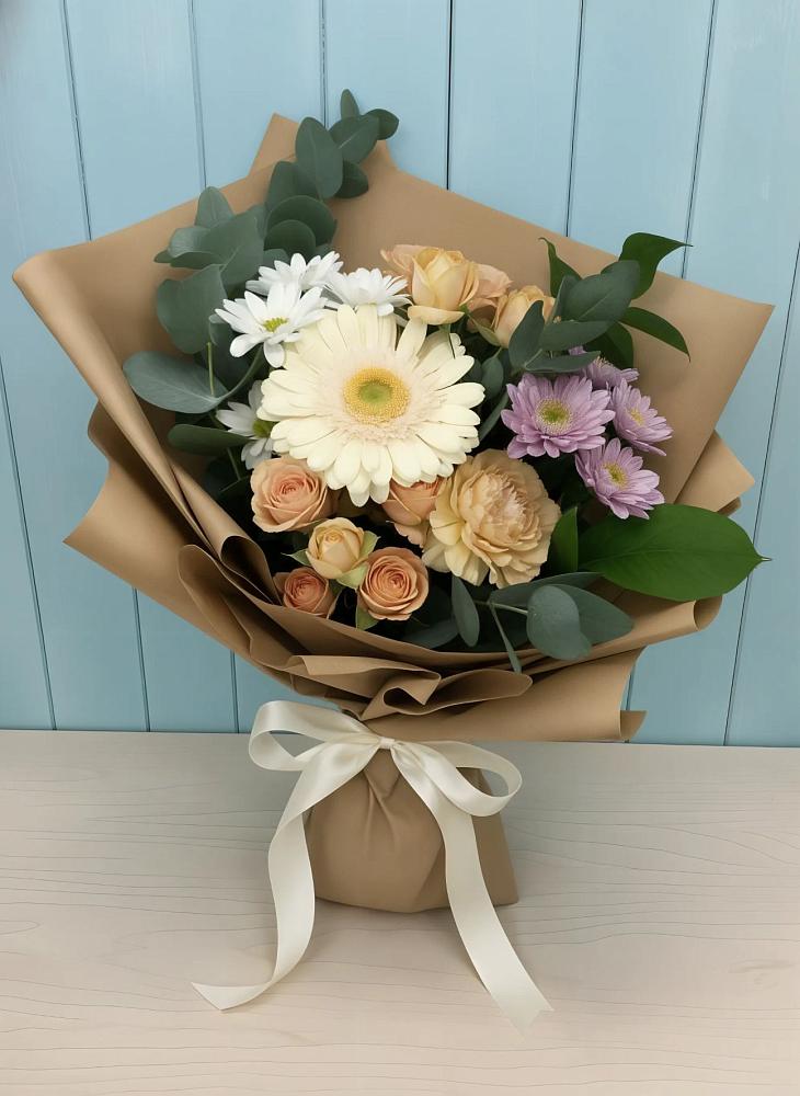 Букет цветов из: Герберы и Хризантемы в Кондопоге