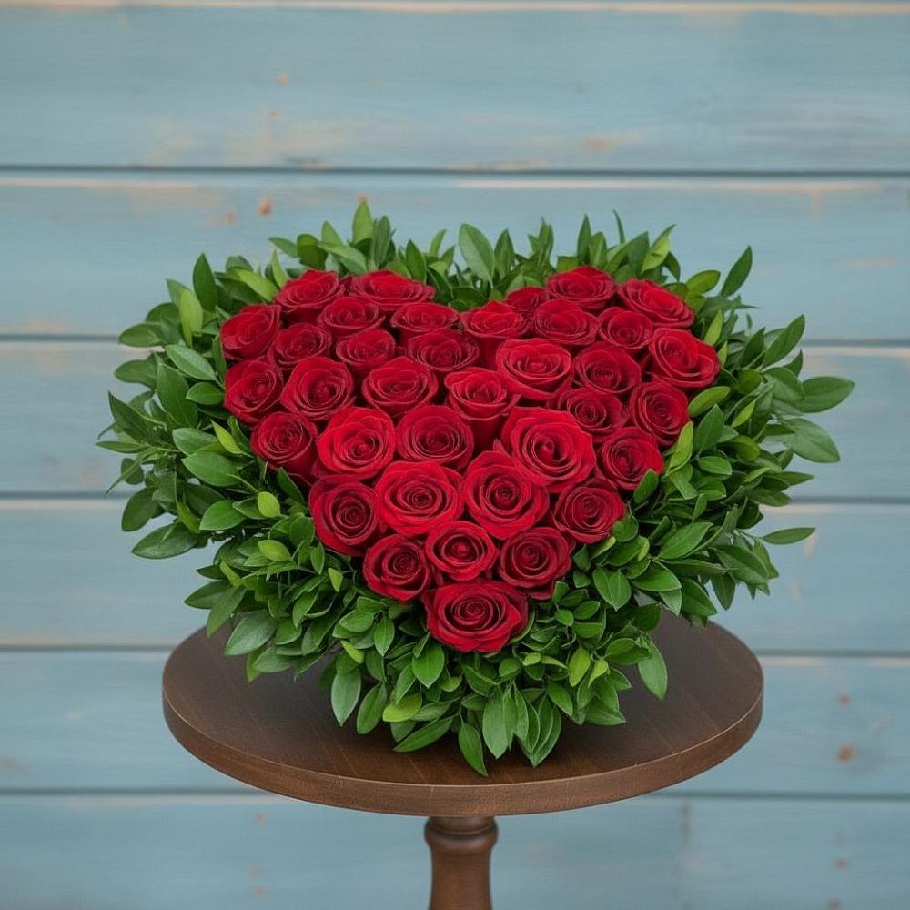 Цветочная композиция из Розы в виде сердца в Кондопоге