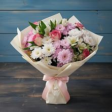 Букет цветов из:  Хризантемы, Альстромерии и Розы #REPLACE_PRED# Кондопоге