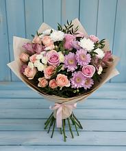 Букет цветов из:  Хризантемы, Розы и Альстромерии в Кондопоге